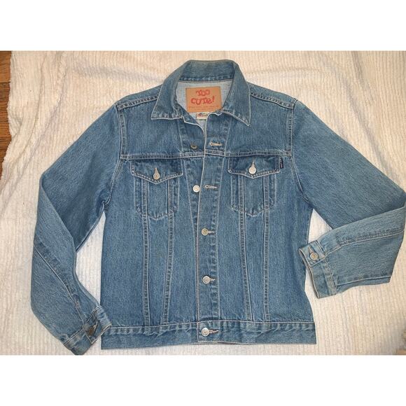 VINTAGE 90's  "TOO CUTE" GUETTA BROS POPEYE DENIM JACKET UNISEX - Picture 7 of 10